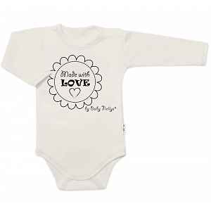 Baby Nellys Body dlouhý rukáv Made with love,  béžové vel.  74