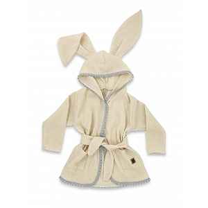 Baby Nellys Dětský mušelínový župan s oušky Bunny - béžový