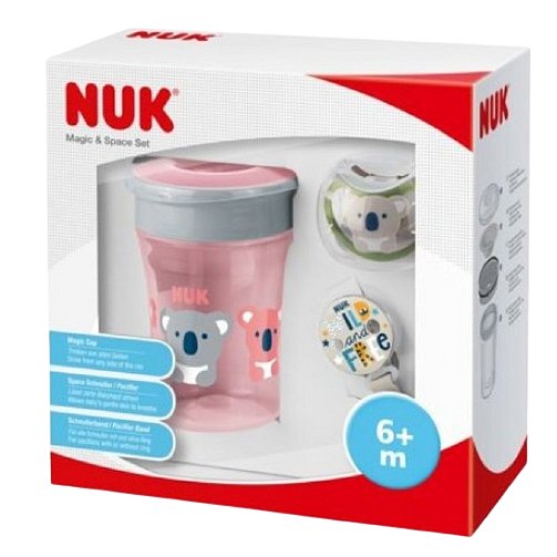 Nuk Set Magic Cup Space pro holky,růžový 6m+