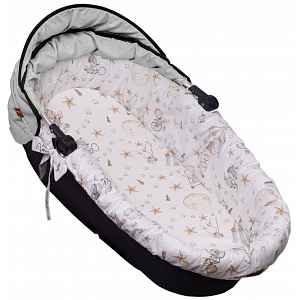 Baby Nellys Bavlněná vložka do kočárků/koše s pěnovou matrací, , Cirkus, bílá