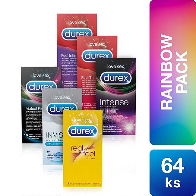 Durex Sada kondomů Rainbow Pack 64 ks