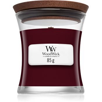 Woodwick Black Plum vonná svíčka s dřevěným knotem 85 g