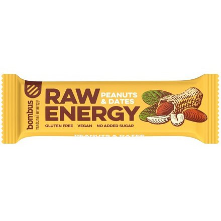 Bombus, tyčinka Raw energy, peanut+dates 50g