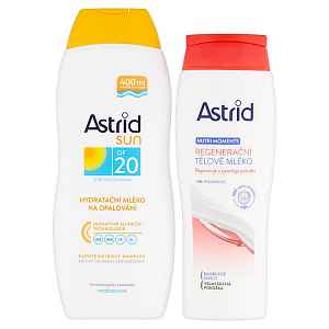 Astrid Sun hydratační mléko na opalování OF 20 + Nutri Moments regenerační tělové mléko  400 a 250 ml