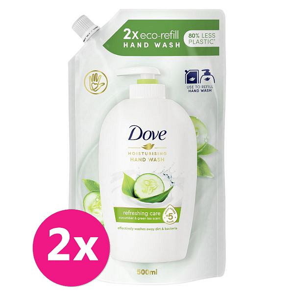 2x DOVE tekuté mýdlo svěží dotek (náhradní náplň), 500 ml
