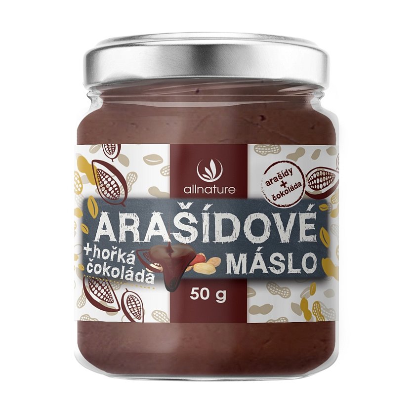 Allnature Arašídové máslo s hořkou čokoládou 50g