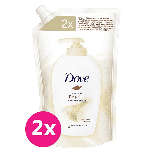 2x DOVE tekuté mýdlo hedvábné (náhradní náplň), 500 ml