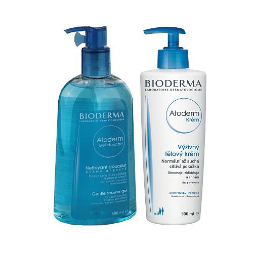 BIODERMA ATODERM Krém 500ml + Sprchový gel 500ml - II.jakost