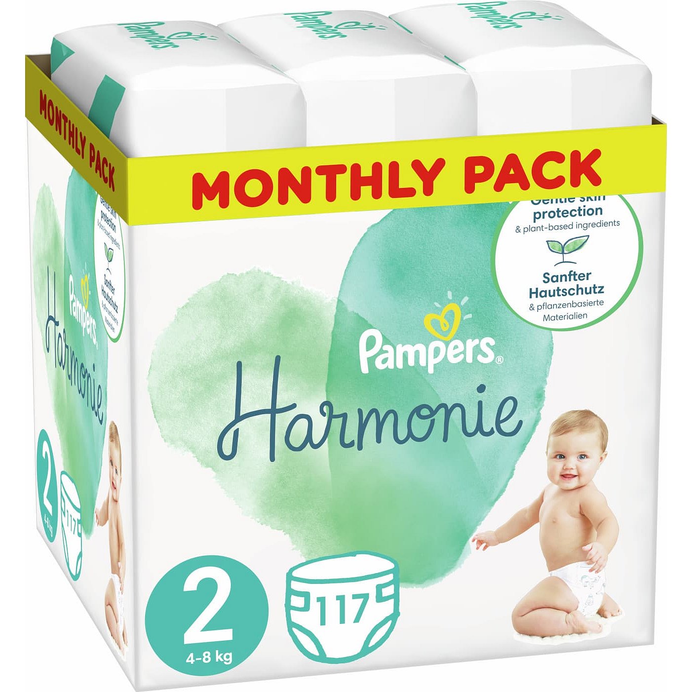 Pampers Harmonie Plenky Velikost 2, 117 Plenek, 4kg-8kg