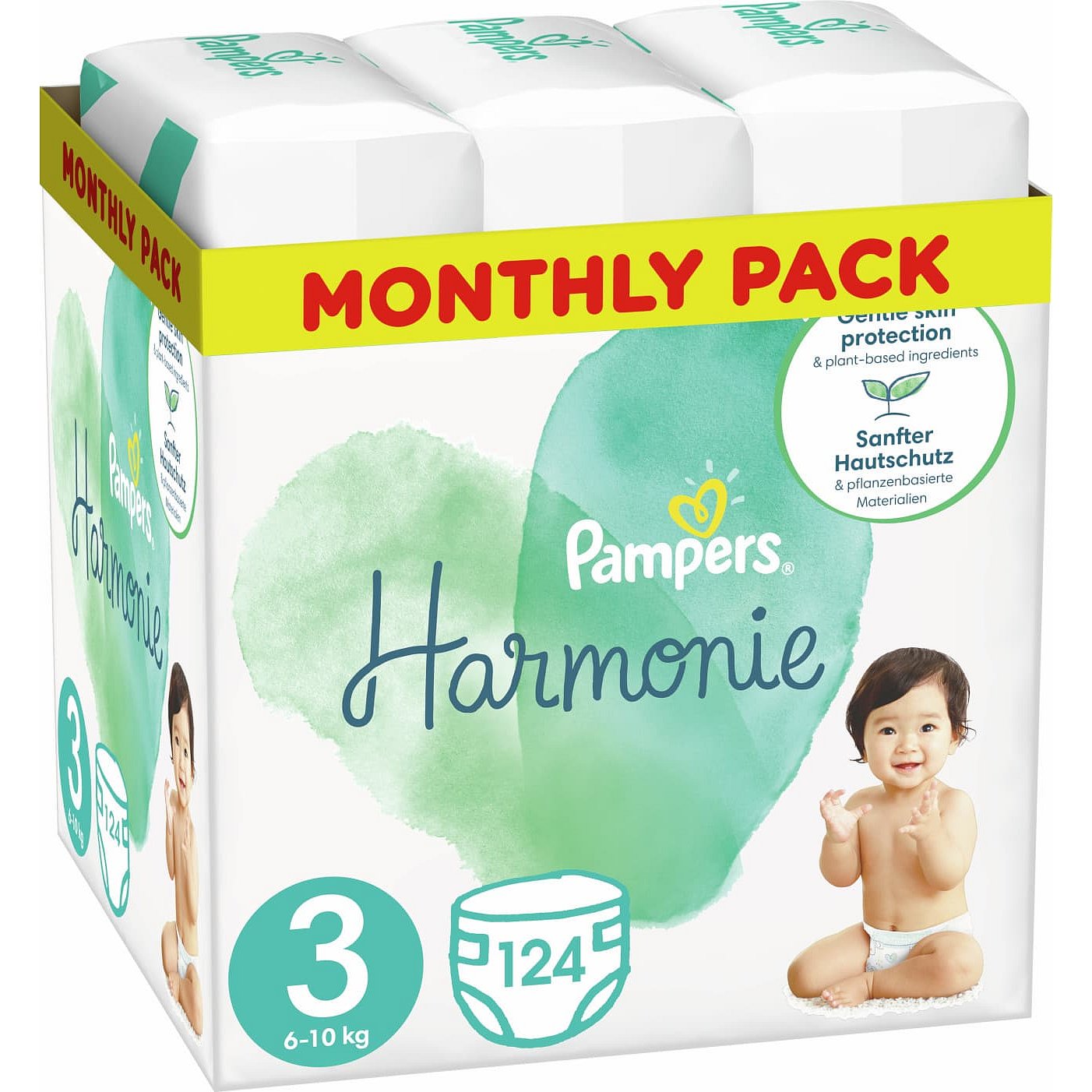 Pampers Harmonie Plenky Velikost 3, 124 Plenek, 6kg-10kg