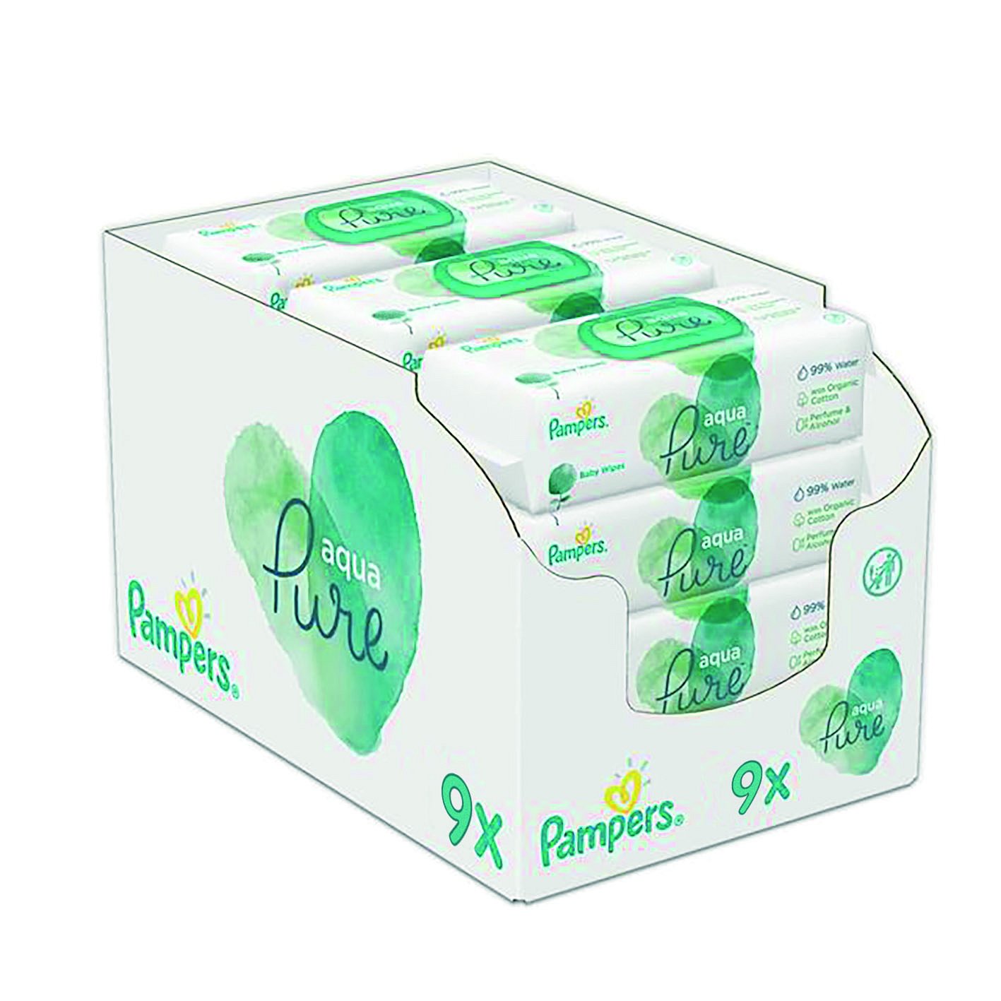 PAMPERS Aqua Pure vlhčené ubrousky 9 x 48 ks