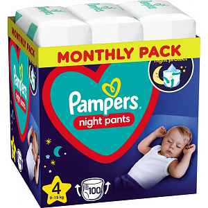 PAMPERS Night Pants Plenkové Kalhotky Velikost 4, 100 ks, 9-15 kg