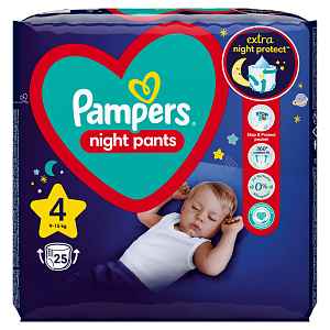 PAMPERS Night Pants Plenkové Kalhotky Velikost 4, 25 ks, 9-15 kg