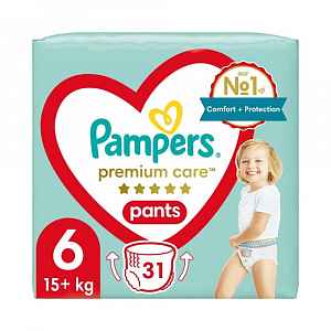 PAMPERS Premium Care Pants 6 MAXI (15+ kg) 31 ks Value Pack – plenkové kalhotky