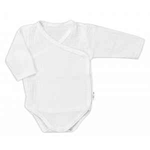 Baby Nellys Zavinovací kojenecké body dl. rukáv, mušelín,  bílé vel.  68