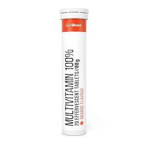 Multivitamin 100% pomeranč – šumivé tablety GymBeam, 20 tablet