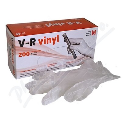 Rukavice vinylové V-R vel.M bezprašné 200ks