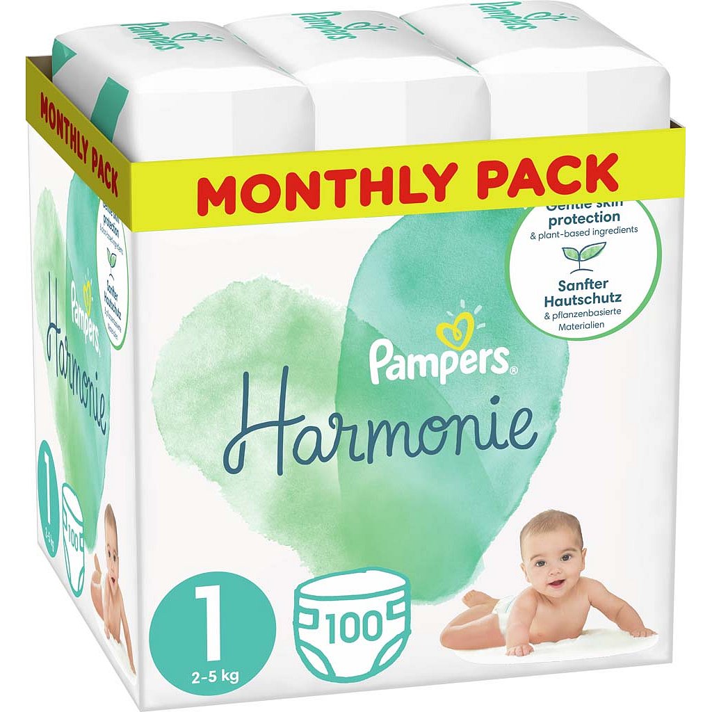 PAMPERS Harmonie Plenky Velikost 1, 100 ks, 2-5 kg