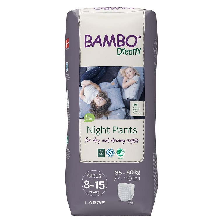 BAMBO Dreamy Night Pants Girl 8-15 let, 10 ks, pro 35-50 kg