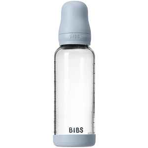 BIBS Baby Glass Bottle Round Latex antikoliková láhev Baby Blue 1 ks