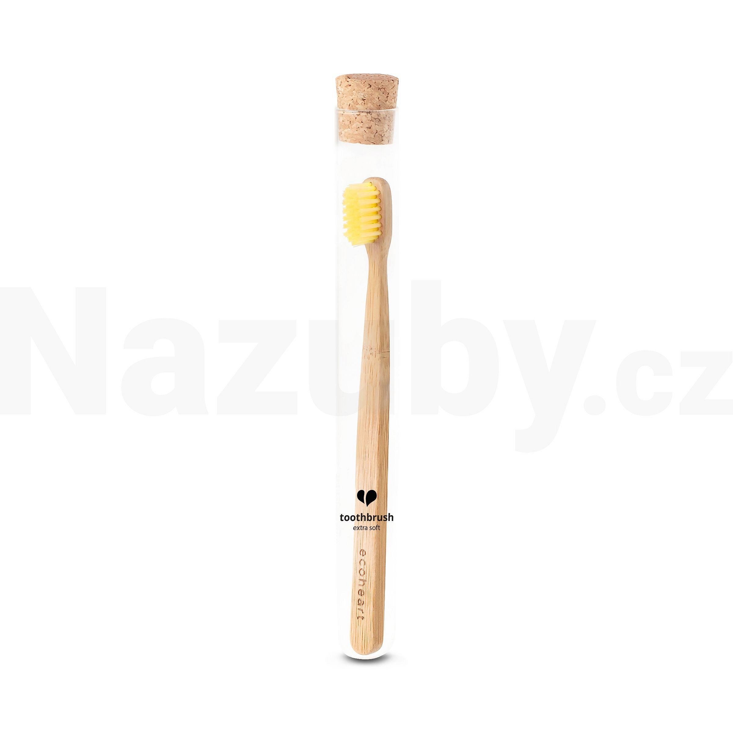 EcoHeart Bambusový kartáček ve skleněném pouzdře Extra Soft Žlutý