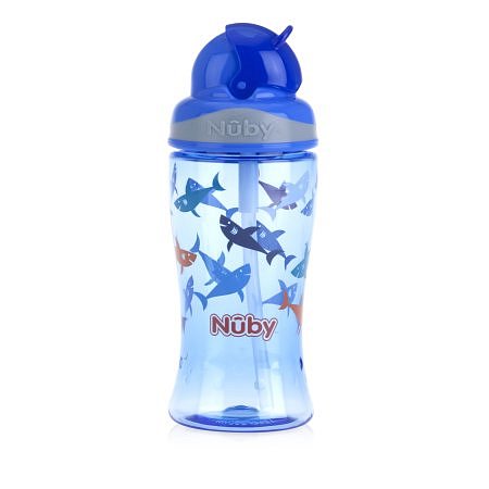 NUBY Hrnek netekoucí se sklápěcím brčkem 360 ml-modrá