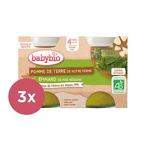 3x BABYBIO Brambory se špenátem (2x130g)