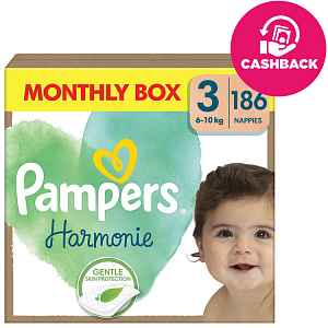 PAMPERS Pleny jednorázové Harmonie Baby vel. 3, 186 ks, 6kg-10kg