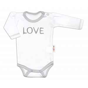 Baby Nellys Body dlouhý rukáv Love - bílé vel.  56