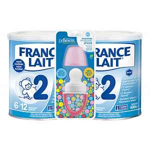 FRANCE LAIT 2 Duo + Dr.Browns FreshFirst dudlík ke krmení šedý TF007