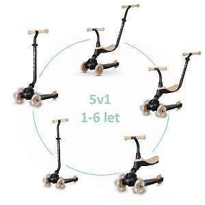 QPLAY Koloběžka / odrážedlo Sema Evo s LED světly Khaki, věk 1 - 6 let, do 50 kg