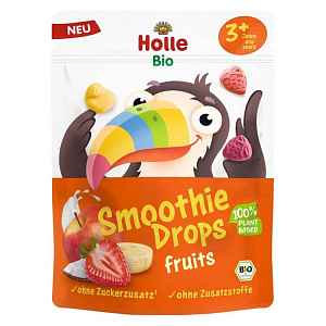 HOLLE Bio Bonbónky ovocné Smoothies drops s kokosovým mlékem 15g (3r+)