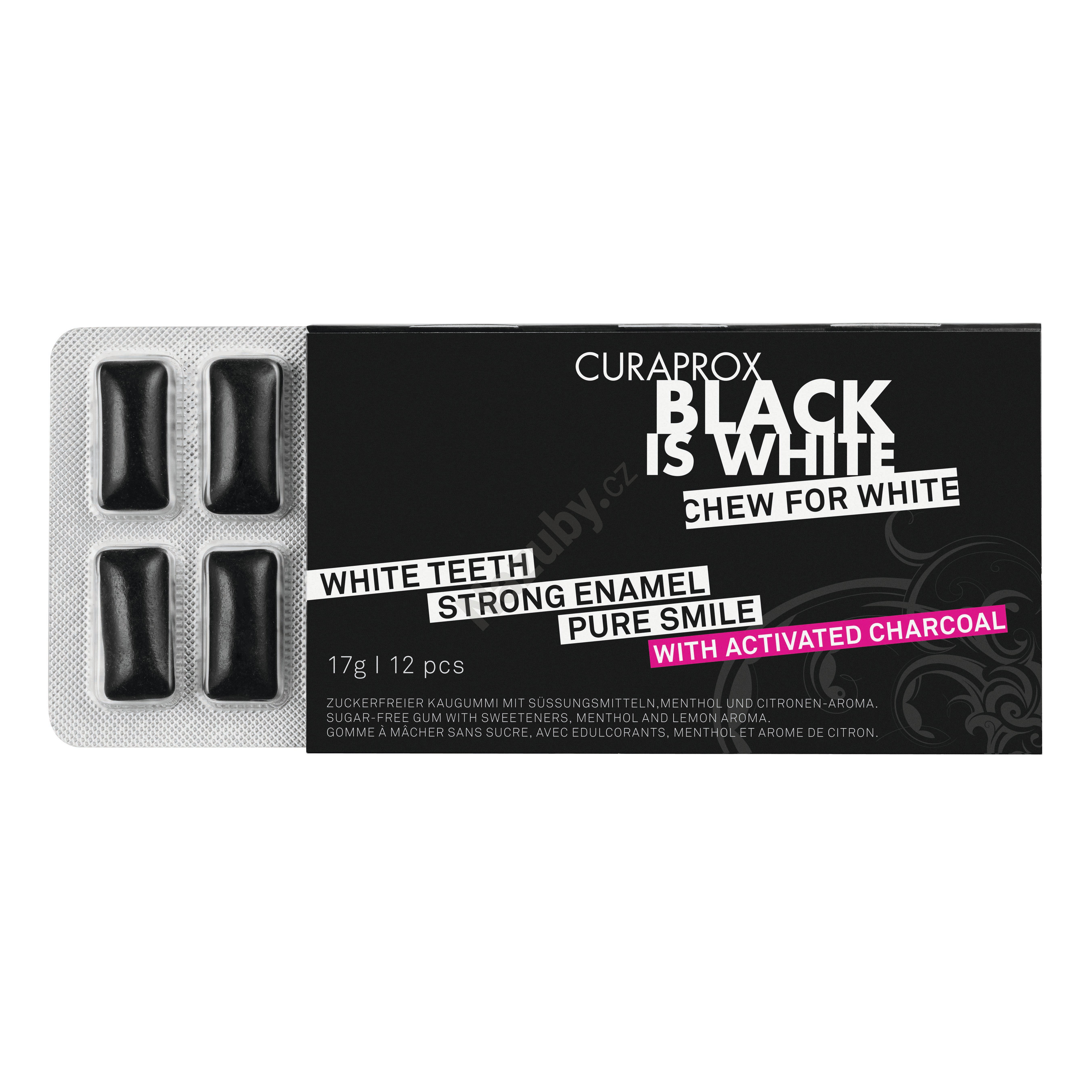 Curaprox Black is White žvýkačky 12 ks