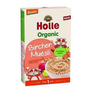 HOLLE Bio-Organic Kaše s ovesnými vločkami, Bircher Muesli, jablko, rozinek, mandle 200g (1r+)