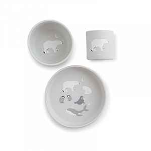 Saro Baby silikonová jídelní sada Polaris Grey
