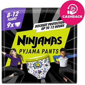 PAMPERS Kalhotky plenkové Ninjamas Pyjama Pants Kosmické lodě, 9 ks, 8 let, 27kg-43kg