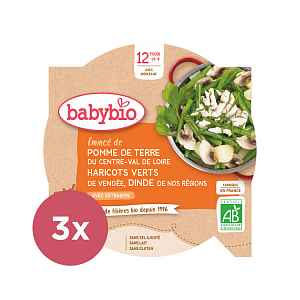3x BABYBIO Menu brambory a fazolky s krůtími plátky (230g)