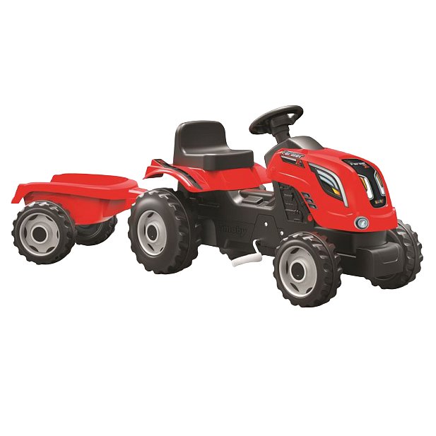Smoby Šlapací traktor Farmer XL červený s vozíkem