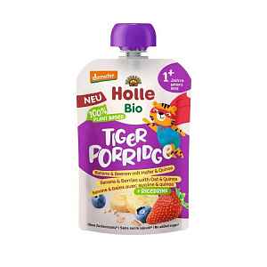 HOLLE Bio Tiger ovocné pyré banán, borůvka, jahoda, oves, quinoa 110g (1r+)
