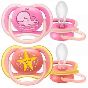 Philips AVENT Šidítko Ultra air Pastel 6-18m dívka, 2 ks