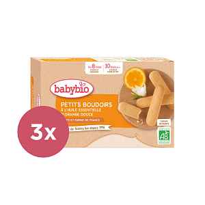 3x BABYBIO Bio piškoty s esenciálním olejem ze sladkého pomeranče 120g