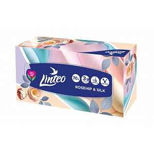 Linteo Rosehip&Silk Papírové kapesníky 3vrstvé box 70 ks
