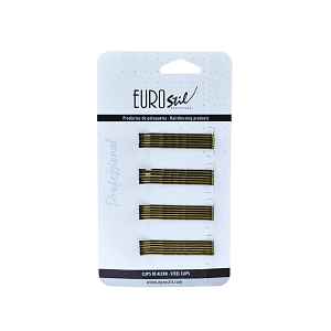 Vlnitá sponka Eurostil Professional - 5 cm, zlatá - 24 ks (01609)