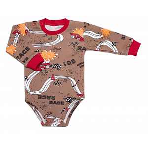 Mrofi Body dl. rukáv, bavlna, zapínání u krku , RACE - hnědé, vel. 80