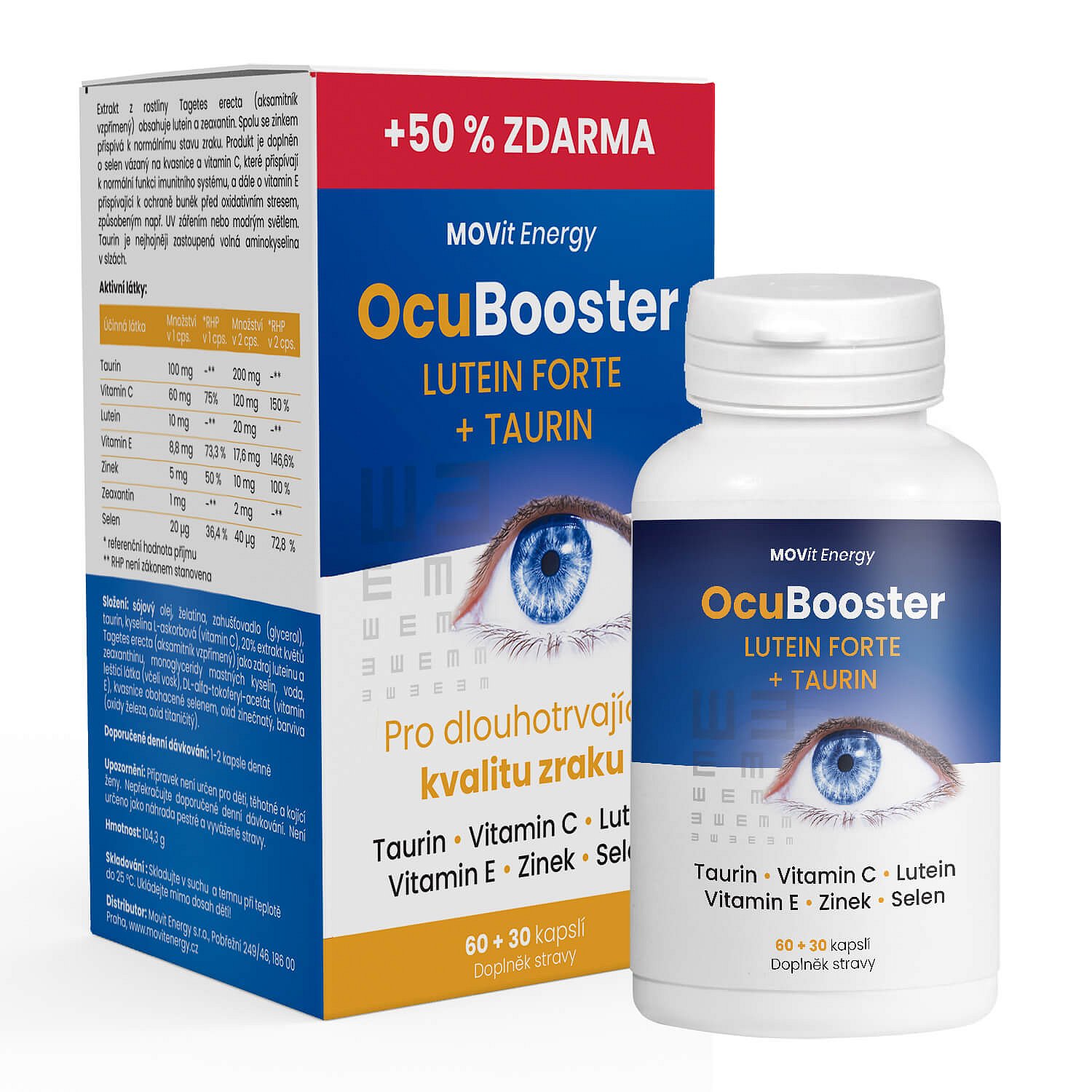 MOVit OcuBooster Lutein Forte + Taurin, 60+30 kapslí