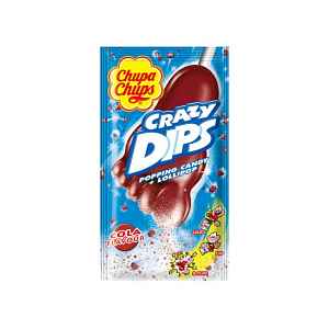 Chupa Chups Crazy Dips Drops s kolovou příchutí s praskajicím práškem 14 g