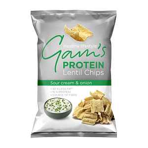 Gam´s Proteinové čočkové chipsy Zakysaná smetana a cibulka 65 g