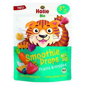 HOLLE Bio Bonbónky ovocno zeleninové Smoothies drops s kokosovým mlékem 15g (3r+)