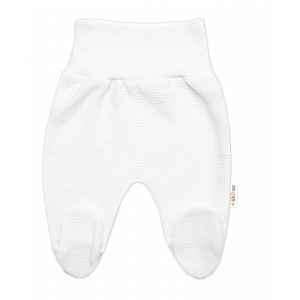 Baby Nellys Hand Made Pletené kojenecké polodupačky - bílé, vel. 68