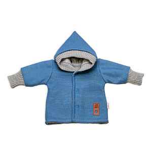 Baby Nellys Rostoucí oboustranný svetřík s kapucí Hand Made, modrá-šedá, vel. 80/86